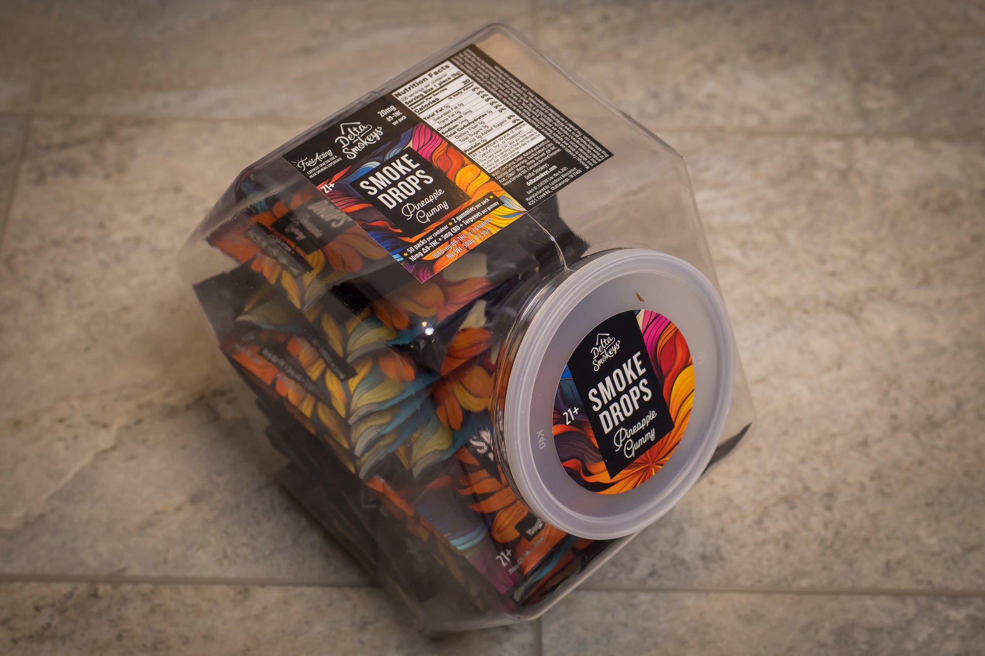 Smoke Drop Pineapple Gummy - 2 Pack 50 Count Wholesale Case